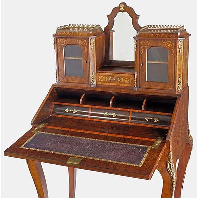 Late 19th Century French Inlaid Walnut and Ormolu Mounted Petit Bureau de Dame