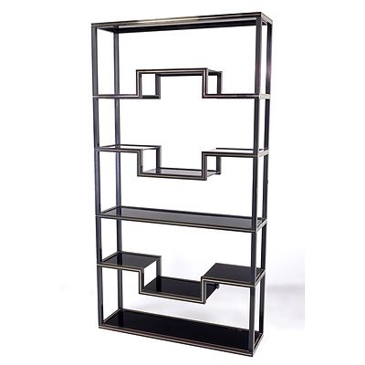Pierre Vandel Paris Black Lacquered Extruded Aluminium Etagere with Glass Shelves