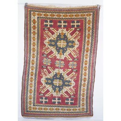 Hand Knotted Wool Pile Turkish 'Eagle' Kazak Rug