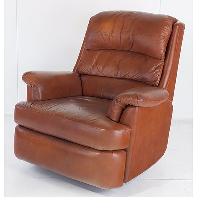 Moran Tan Leather Upholstered Reclining Armchair