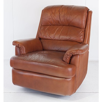 Moran Tan Leather Upholstered Reclining Armchair
