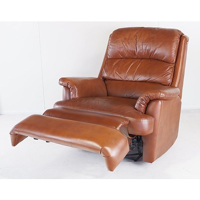 Moran Tan Leather Upholstered Reclining Armchair
