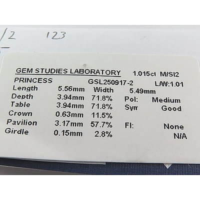 Unset 1.01ct Princess-cut Diamond