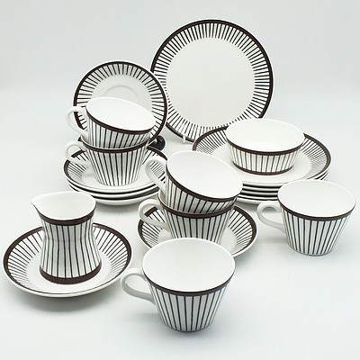 Stig Lindberg Gustavsberg Sweden 'Spisa Ribb' Tea Service for Six