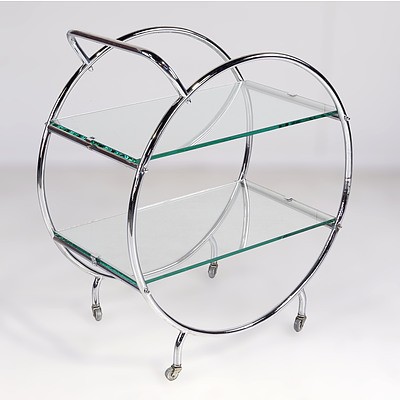 Art Deco Style Chrome and Glass Traymobile