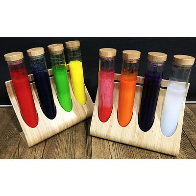 8 Vials of Handmade Tattoo Ink in Display Stands