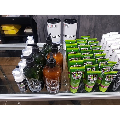 Assorted Tattoo & Piercing Sprays, Cleaners, Balms - RRP over $1500
