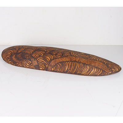 Aboriginal Coolamon With Pokerwork