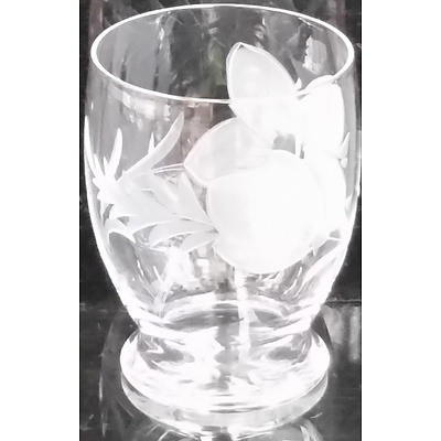 Seven Piece Etched Glass Drinkware Set