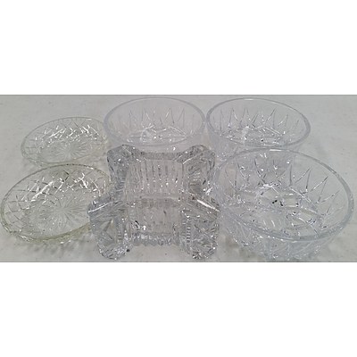 Six Piece Tea Setting and Selection of Glassware