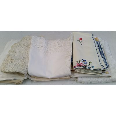 Lace, Line and Cotton Table Cloths - Lot of 12