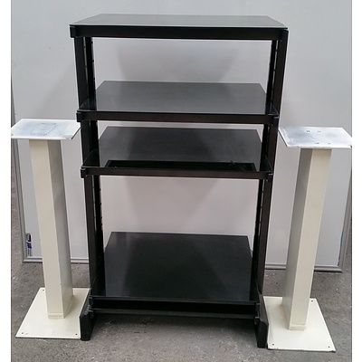Audio Visual Rack and Two Speaker Stands