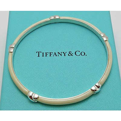 Tiffany White Enamel Sterling Silver Bangle
