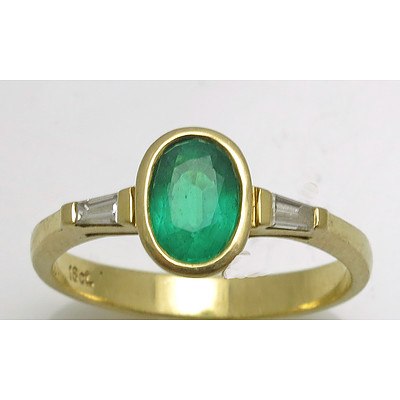 18ct Gold Emerald & Diamond Ring