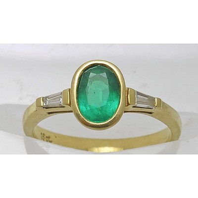 18ct Gold Emerald & Diamond Ring