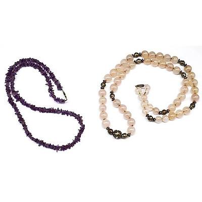 Two long gem necklaces