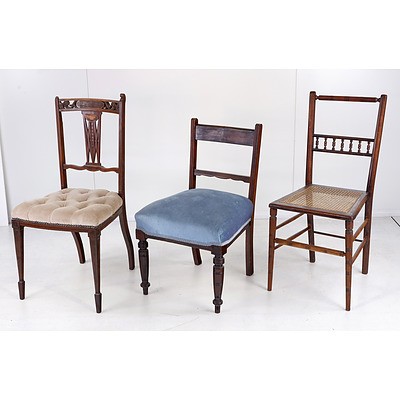 Three Various Antique and Vintage Side Chairs