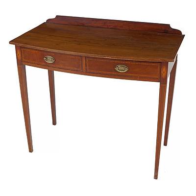 Edwardian Sheraton Revival Inlaid Mahogany Bowfront Hall Table, Early 20th Century