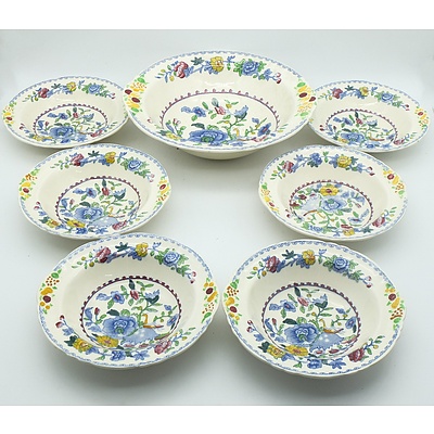 Seven Mason's Regency Colonial Plantation Bowls, Mid 20th Century