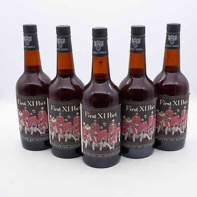Five Bottles of Yalumba Vintage 1986 First XI Port 750mL