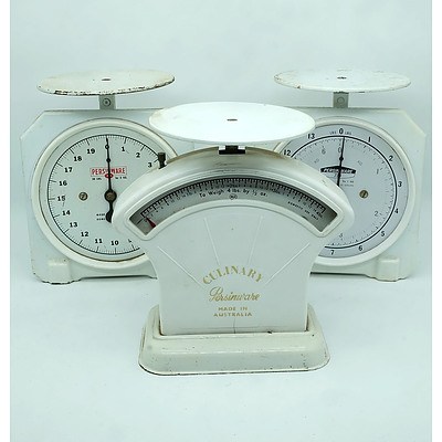 Group of Three Vintage Persinware Kitchen Scales
