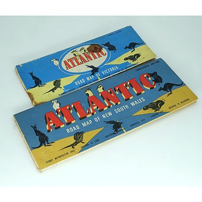 Two Vintage Atlantic Road Maps, Victoria and NSW