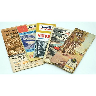Group of Vintage Roadmaps Including Shell and Mobile