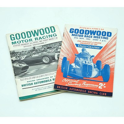 Two Goodwood Programme Booklets, 1952 and 1961
