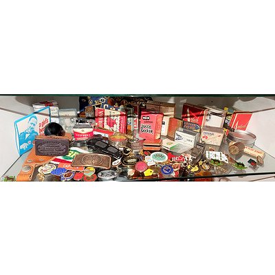 Shelf Lot Including Mohawk Playing Cards, Senior Service Cigarettes, Smith and Wesson Knife and More