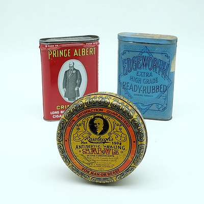 Three Vintage Tins Including Price Albert, Rowleigh's and Edgeworth
