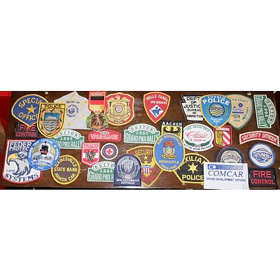 Group of International Patches Including Duton 1995 Grand Prix Rally and Tuyalu Police