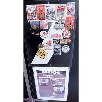 Group of Modern Tin Signs, Automotive Fridge Magnets and More