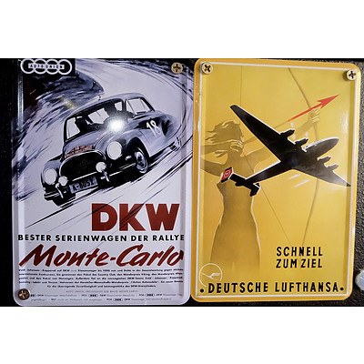 Group of Modern Tin Signs, Automotive Fridge Magnets and More