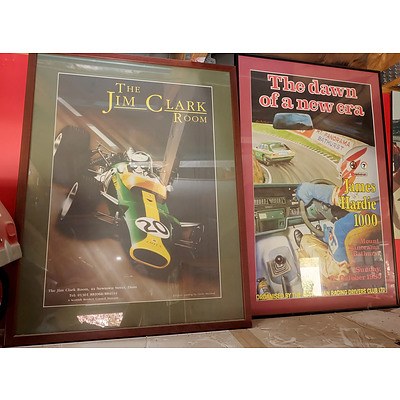 Two Automotive Posters Including The Jim Clark Room and The Dawn of a New Era