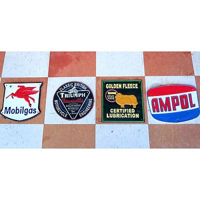 Four Modern Automotive Cast Iron Signs