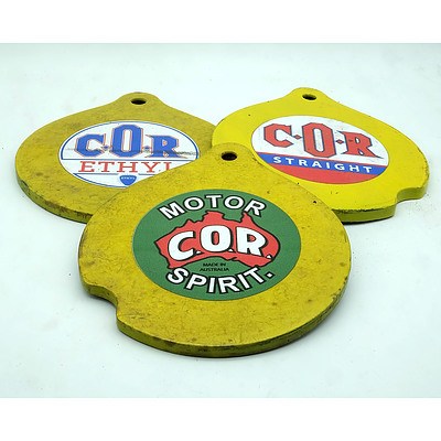 Three Modern Steel C.O.R Signs