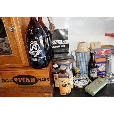 Vintage Lactogen Tin, Pair of Gibson Beemen Spectacles, Two Draught Bottles and More