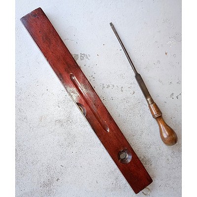 J.Rabone & Sons Spirit Level and German Ahrem's Good Line Screwdriver