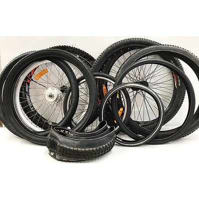 Front & Rear Mountain Bike, Electric & BMX Rims & New Tyres - Lot of 12