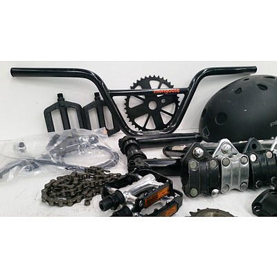 Bmx Bike Parts Lot Including Oldschool Stems, 3pc Cranks and more.