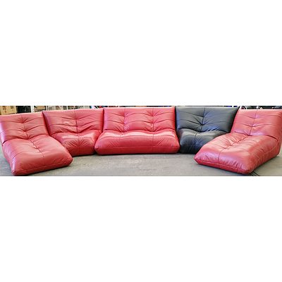 Modular Six Seater Five Piece Leather Lounge Suite