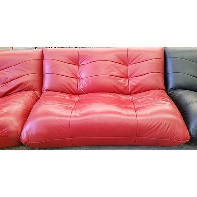 Modular Six Seater Five Piece Leather Lounge Suite