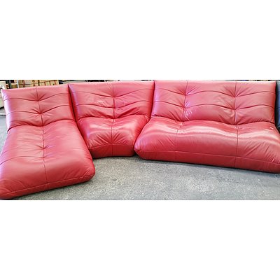 Modular Six Seater Five Piece Leather Lounge Suite