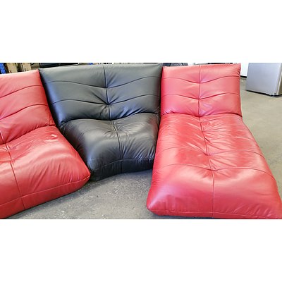 Modular Six Seater Five Piece Leather Lounge Suite