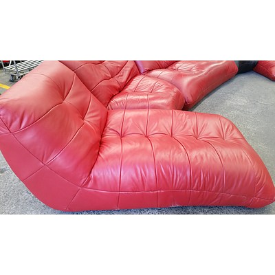 Modular Six Seater Five Piece Leather Lounge Suite