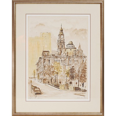 John Van Vliet (Working c1964) Loftus St. Sydney, Ink and Wash Oil on Board