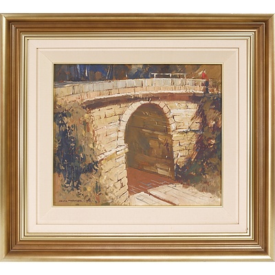 Colin Parker (1941-) Lennox Bridge, Lapstone Hill 1966, Oil on Board