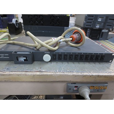 Tandberg TV -1U IEC320 10 WAY FLT Output Isolator Switch & Overcurrent Protection