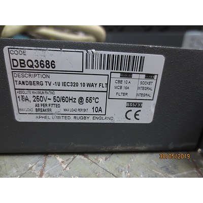 Tandberg TV -1U IEC320 10 WAY FLT Output Isolator Switch & Overcurrent Protection