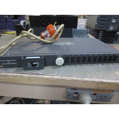 Tandberg TV -1U IEC320 10 WAY FLT Output Isolator Switch & Overcurrent Protection